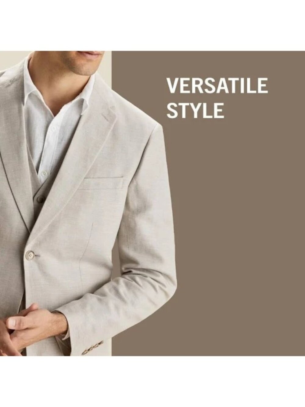 NWT Perry Ellis Men Ivory Herringbone Linen Blend Blazer Tailored Sz 44 Reg 2760